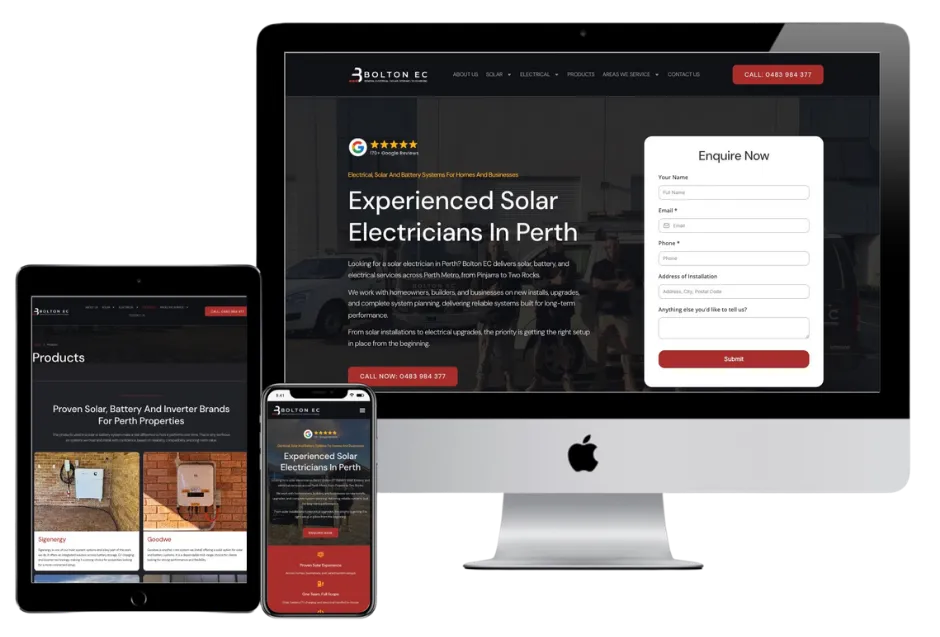 Bolton Electrical Contractors website design shown on desktop and mobile