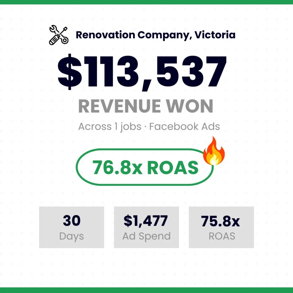 Renovation Company, VIC Results - $113,537 Renenue Won