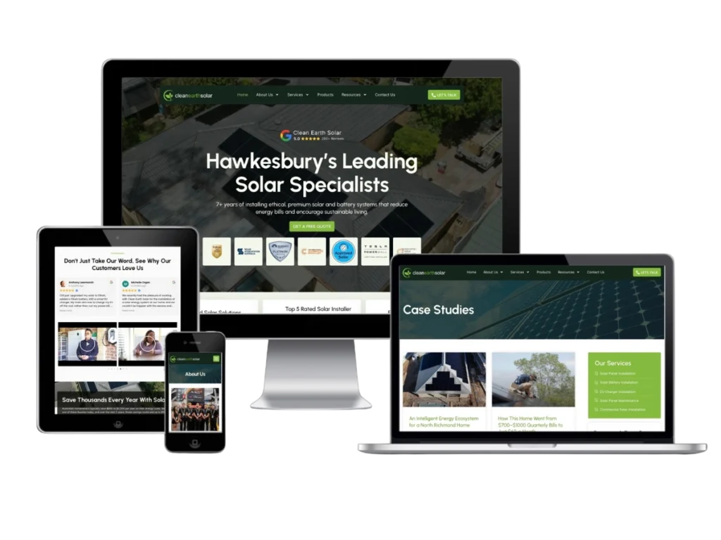 Clean Earth Solar Website Mockup